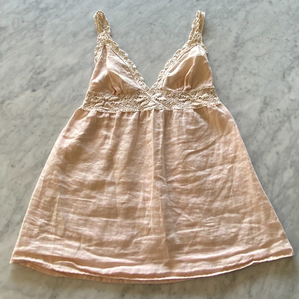 Women’s tank - linen and lace - size XS